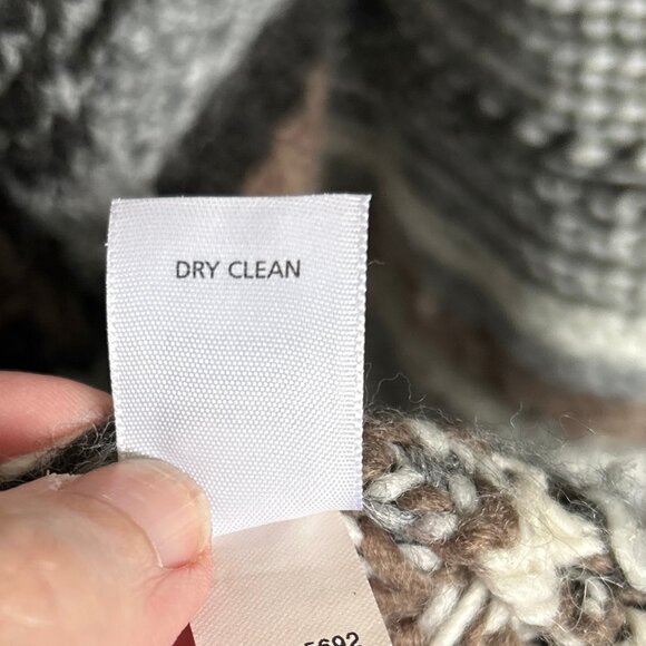 J. Jill Chunky Wool Blend Open Cardigan Nordic Sweater Neutral Stripe Size SP - Picture 9 of 10